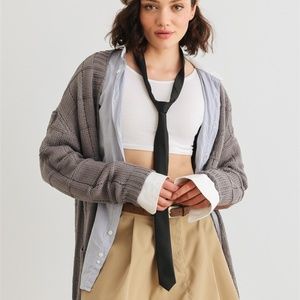 Long Sleeve Open Front Knit Cardigan with pockets - Heather grey